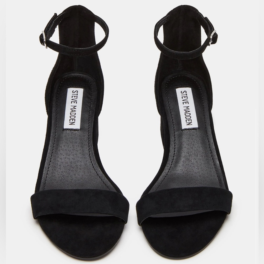 Steve Madden IRENEE Black Suede Block Heel Ankle Strap Dress Sandals (EUR 36) - Picture 4 of 17